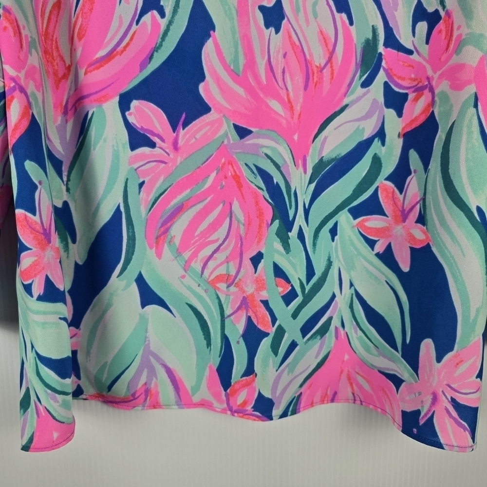 NWOT Lilly Pulitzer Langston Women's Top In Dream A Little Dream Tie Sleeves M - Picture 7 of 12